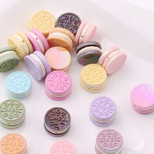 50pcs 23mm UV Plating Oreo Biscuit Resin Beads