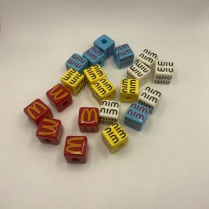 1pc 16mm Fashion Brand Printed Acrylic Square Beads