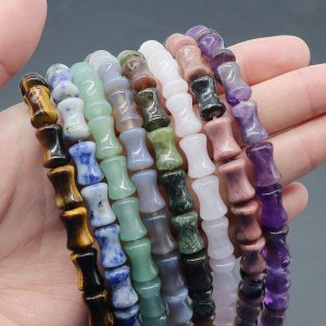 33Pcs 8 * 12mm Colored Bamboo Semi Precious Gemstone Beads