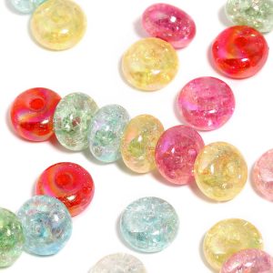 100pcs 8*14mm UV Plating Crack Imitation Acrylic Spacer Beads