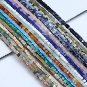 160Pcs 2mm Colored Small Square Semi Precious Gemstone Beads