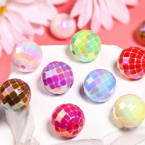 50pcs 16mm UV Plating Faceted Disco Acrylic Beads