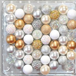 50pcs 20mm Gold Silver White Bubblegum Beads