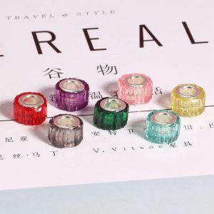 5pcs 11mm Faceted Cylindrical Large Hole Resin Beads