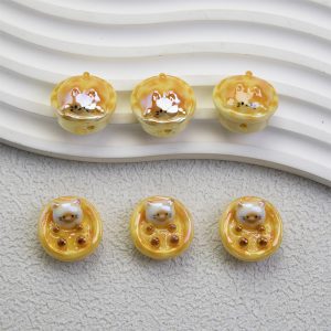 20pcs 23mm Egg Tart Kitten Resin Beads
