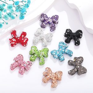 5pcs 28mm Colorful Bow Polymer Rhinestone Beads