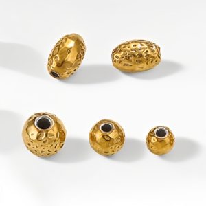 20pcs Color Retaining Hammer Texture Stainless Steel Beads