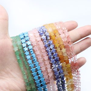150Pcs 6mm Pentagram Semi Precious Gemstone Beads