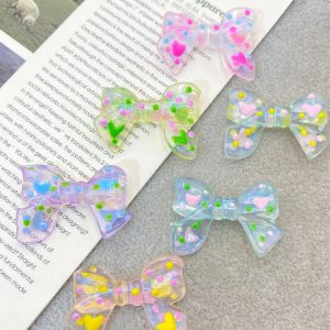 5pcs 33mm Hand Painted Bow Enamel Acrylic Beads
