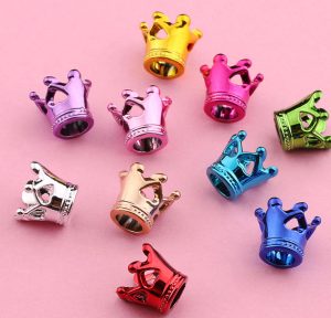100pcs 15mm Plating Colorful Crown CCB Plastic Beads