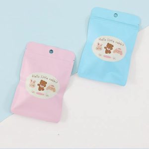 10pcs 10*15cm Bunny&Bear Printed Top Seal Ziplock Hang Hole Plastic Bags