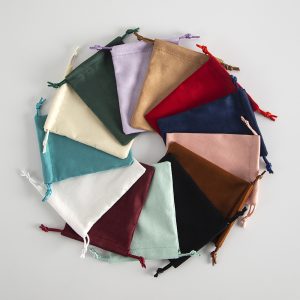 2pcs 8*10cm Solid Color Drawstring Flannel Flat Pouches
