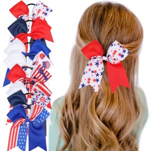 1pc 13*13cm Independence Day Color Bowknot Elastic Hair Ties