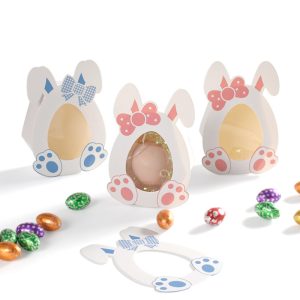 1set 10pcs 12*8.5*4cm Easter Cute Rabbit Shaped Stand Up Paper Window Bags