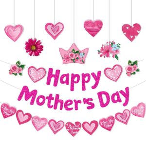 3pcs Mother's Day Hanging Paper Banner Decorations