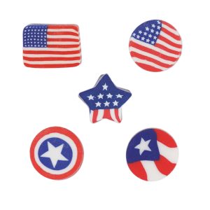 100pcs Geometric Shaped American Flag Polymer Clay Beads