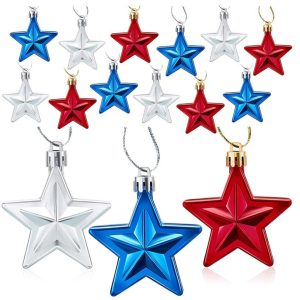 4.5/7cm Independence Day Metallic Color Star Plastic Pendants