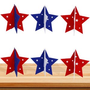 2sets 6pcs 12*11.5cm Independent Day 3D Red Blue White Stars Felt Table Decorations