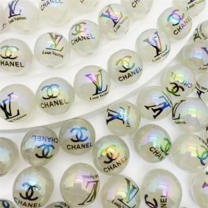 50pcs 16mm Glow In The Dark Luxury Brand Printed Acrylic Beads