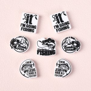 20Pcs Fishing Theme Silicone Focal Beads
