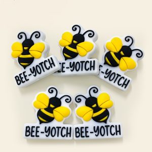 20Pcs Bee Beads Silicone Focal Beads