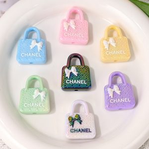 10pcs 31mm Double Sided Plating Graceful Chanel Handbag Resin Beads
