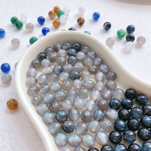 10pcs 10mm Galaxy Series Blue Glitter Powder Resin Beads
