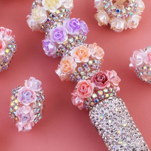 10pcs 22mm 3D Rose Wrapped Rhinestone Beads