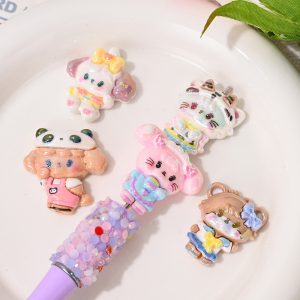 10pcs UV Plating Kitten Changing Outfits Resin Beads