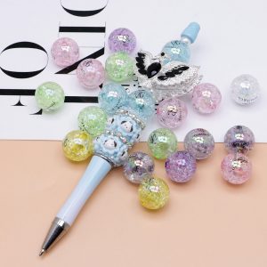 50pcs 16mm Plating Crackle Tiffany & Co Printed Acrylic Beads