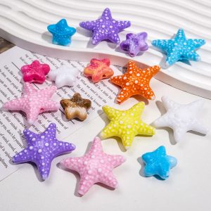 10pcs 21/38mm Gradient Two-Color Starfish Acrylic Beads