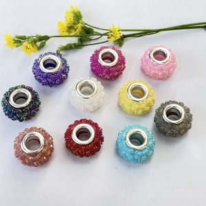 50Pcs 14mm Large Hole Rose Acrylic Spacer Beads