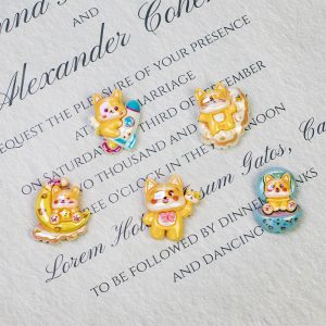 10pcs Plating Cute Corgi Resin Beads