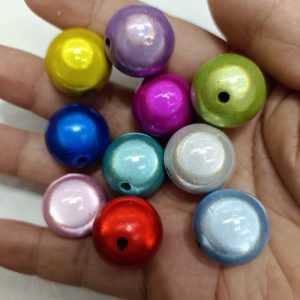 50pcs 20mm Iridescent Laser-coated Bulb Bubblegum Beads