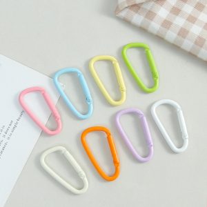 2pcs 46mm Baking Painted D Shaped Metal Trigger Spring Keyrings