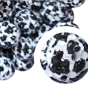 5pcs 20mm Black And White Cow Pattern Bubblegum Beads
