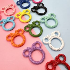 10pcs 28mm Baking Painted Mickey Head Zinc Alloy Spring Keyrings