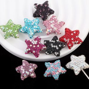 6pcs 25mm Full Rhinestone Star Polymer Clay Beads