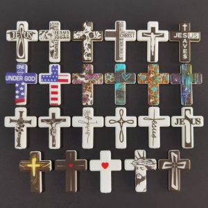 Custom printed cross silicone focal beads 1