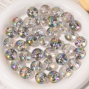 10pcs 16mm Designer Camellia Pattern Acrylic Beads