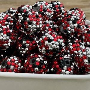 5pcs 10-22mm Plating Silver Black Red Confetti Bubblegum Beads