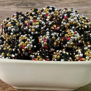 5pcs 10-22mm Black Gold Silver Confetti Bubblegum Beads