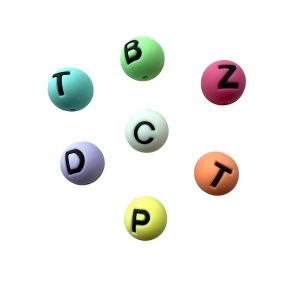 26pcs A to Z 15mm Round Silicone Letter Beads