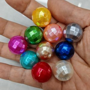 60pcs 20mm Faceted Imitation Pearl Disco Ball Bubblegum Beads