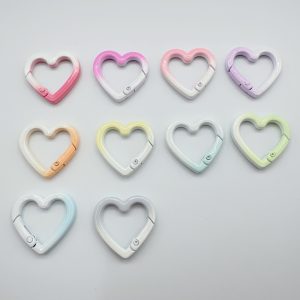 20pcs 25mm Dual Color Heart Trigger Spring Keyrings