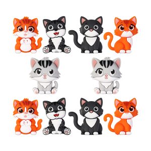20Pcs 3D Cute Dark Cat Silicone Focal Beads