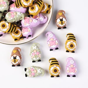 20Pcs 3D Spring Dwarf Series Silicone Focal Beads