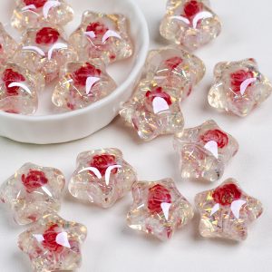 10pcs 22mm Glitter Rose Star Resin Beads