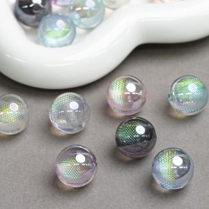 10pcs 16mm Iridescent Dream Catcher Resin Round Beads