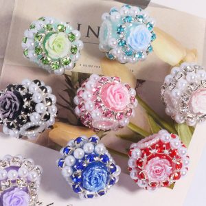 5pcs 25mm Dazzling Fancy Rose Rhinestone Beads